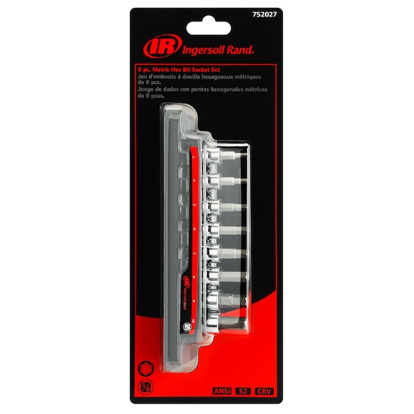 8Pc 3/8" Drive Metric Hex Bit Socket Set (IR)